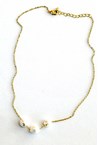 3 DAINTY PEARL NECKLACE - gold cream